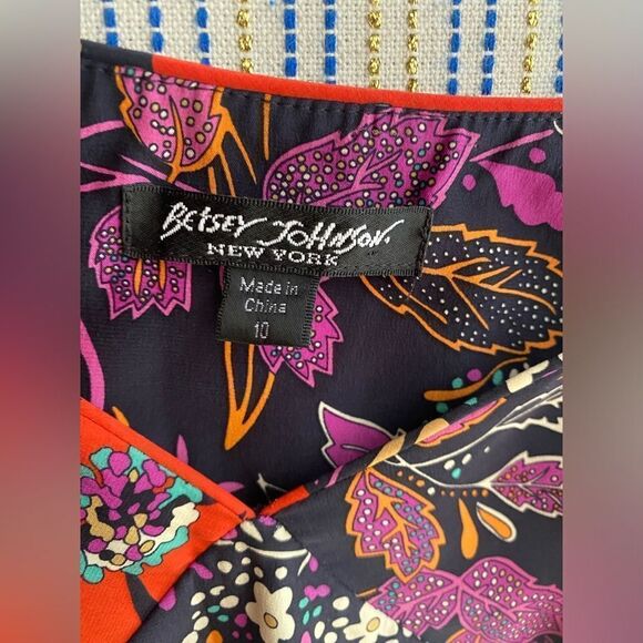 Betsey Johnson Mid Dress Size Small Multicolored Floral Print Lined Vintage - Picture 3 of 12